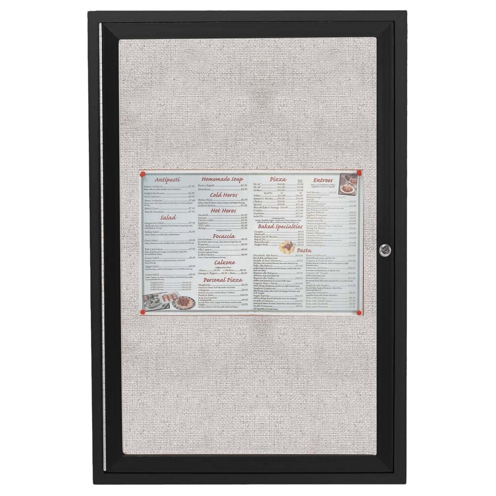 Aarco ODCC3624RBK 36" x 24" Enclosed Hinged Locking 1 Door Powder Coated Black Outdoor Bulletin Board Cabinet