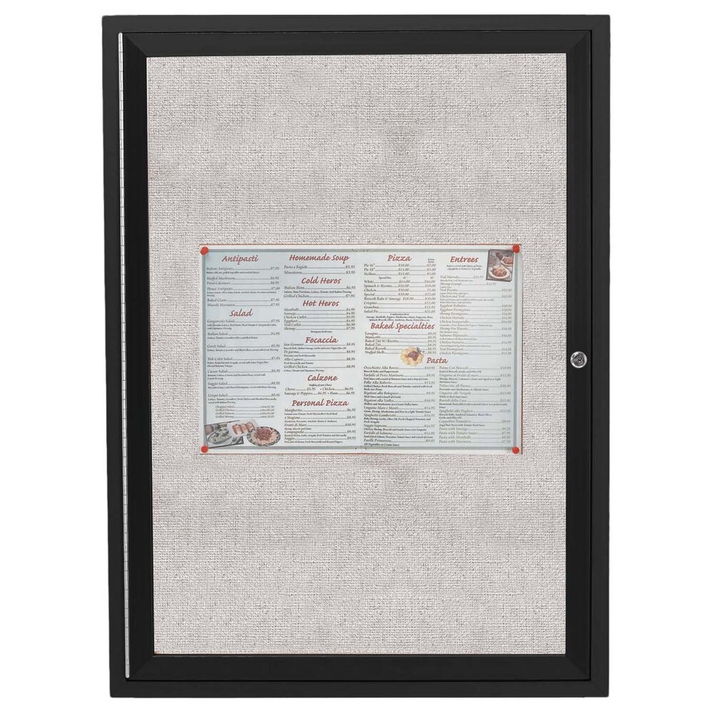 Aarco ODCC3630RBK 36" x 30" Enclosed Hinged Locking 1 Door Powder Coated Black Outdoor Bulletin Board Cabinet