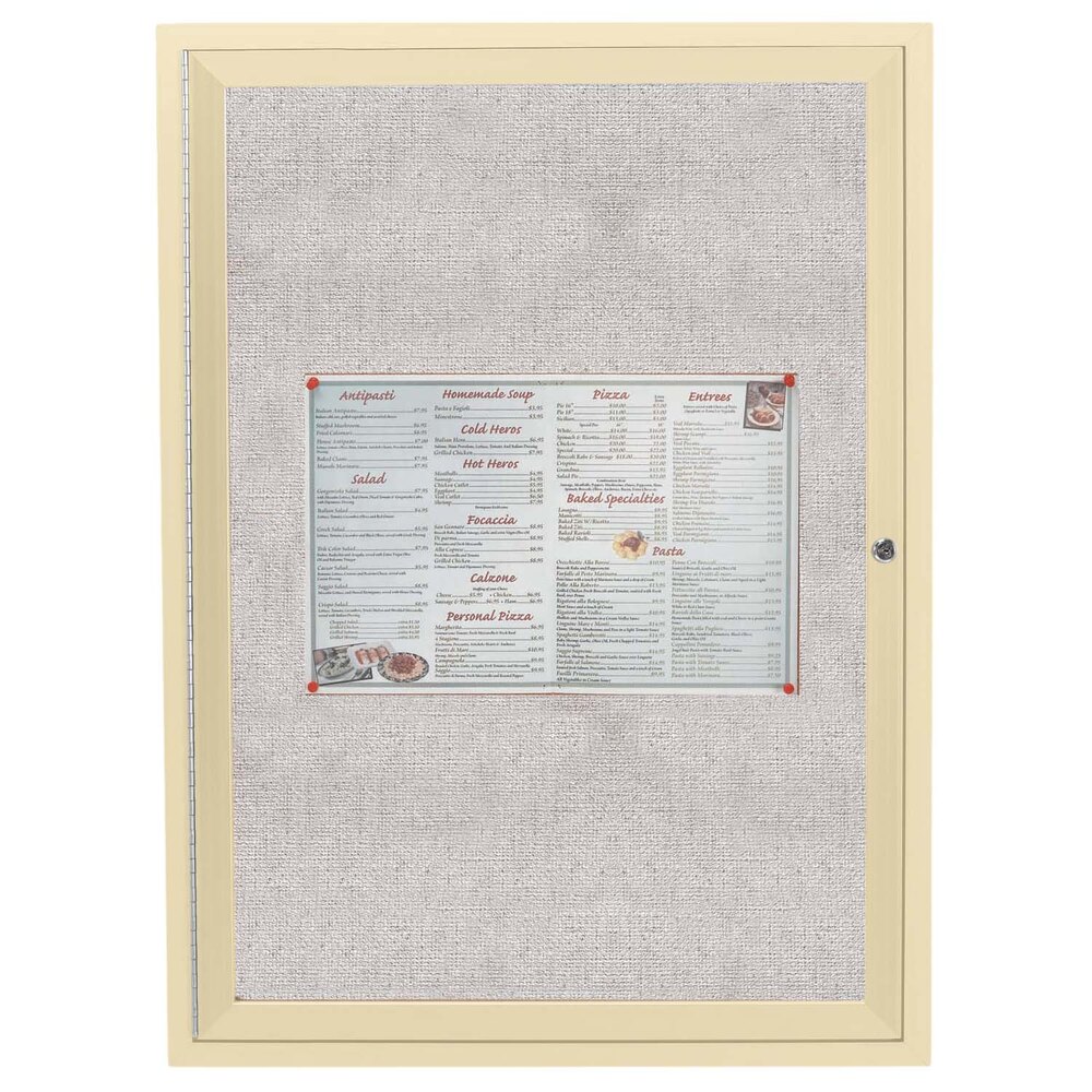 Aarco ODCC3630RIV 36" x 30" Enclosed Hinged Locking 1 Door Powder Coated Ivory Outdoor Bulletin Board Cabinet