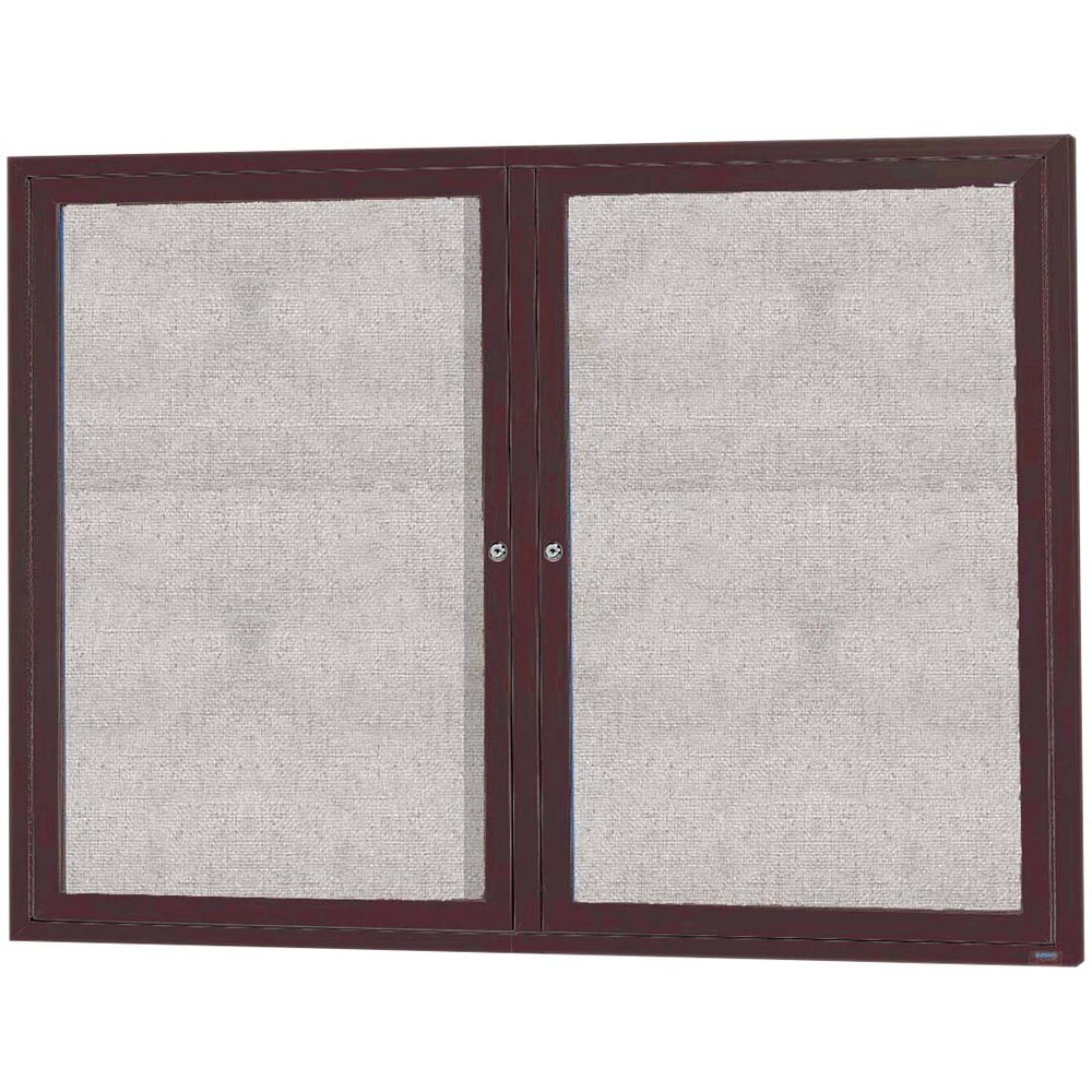 Aarco ODCC3648RBA 36" x 48" Enclosed Hinged Locking 2 Door Bronze Anodized Outdoor Bulletin Board Cabinet