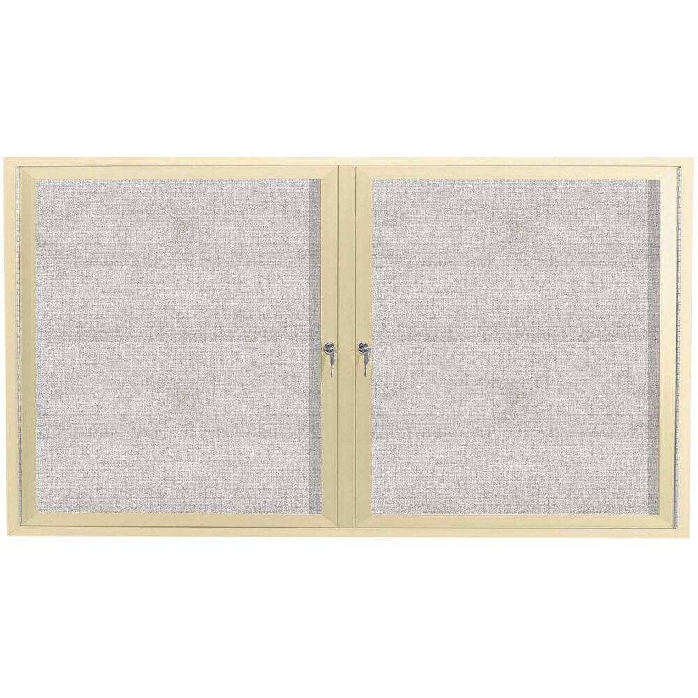 Aarco ODCC3660RIV 36" x 60" Enclosed Hinged Locking 2 Door Powder Coated Ivory Outdoor Bulletin Board Cabinet
