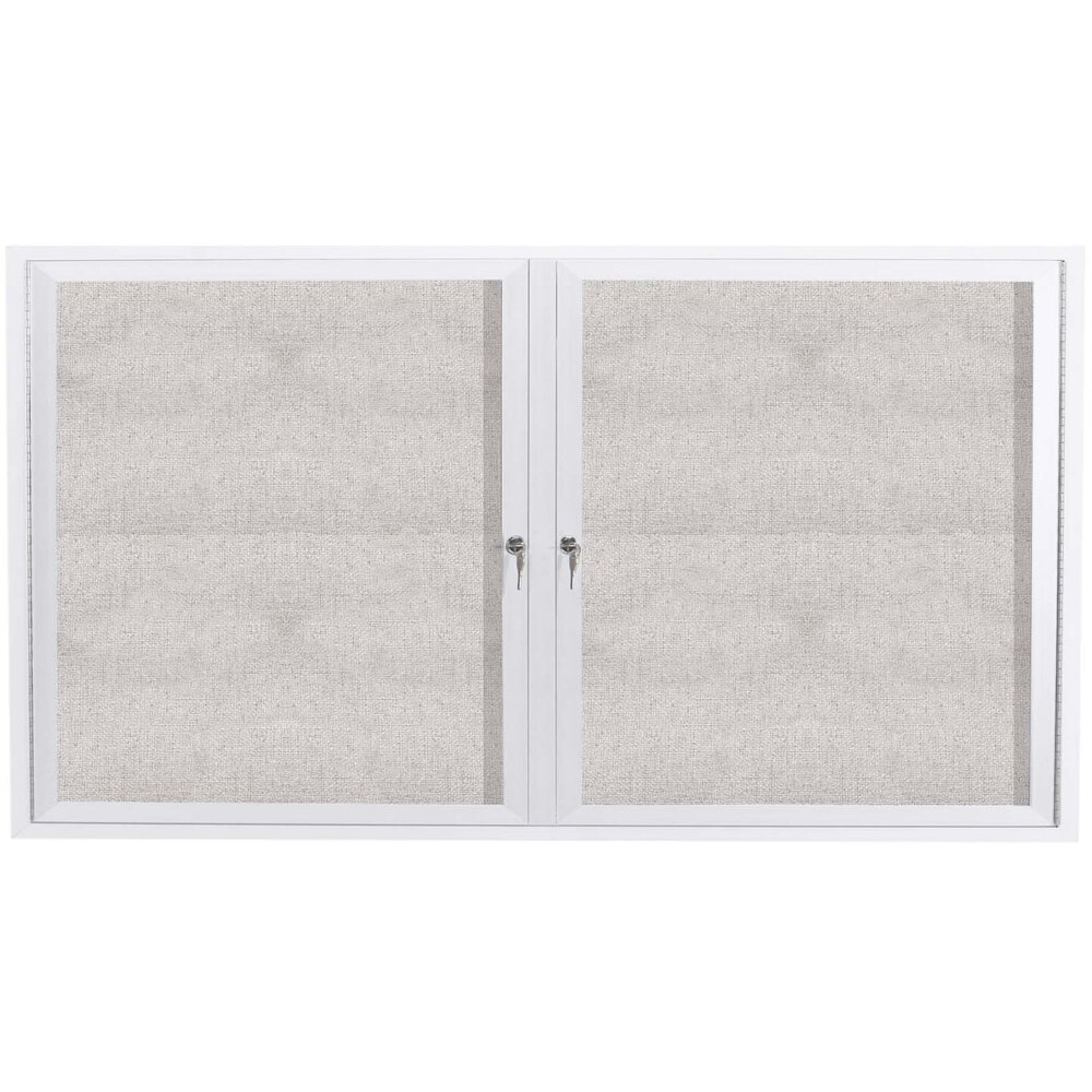 Aarco ODCC3660RW 36" x 60" Enclosed Hinged Locking 2 Door Powder Coated White Outdoor Bulletin Board Cabinet