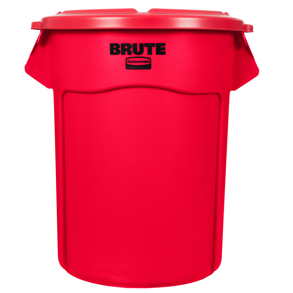 Rubbermaid® BRUTE 55 Gallon Red Round Trash Can and Lid