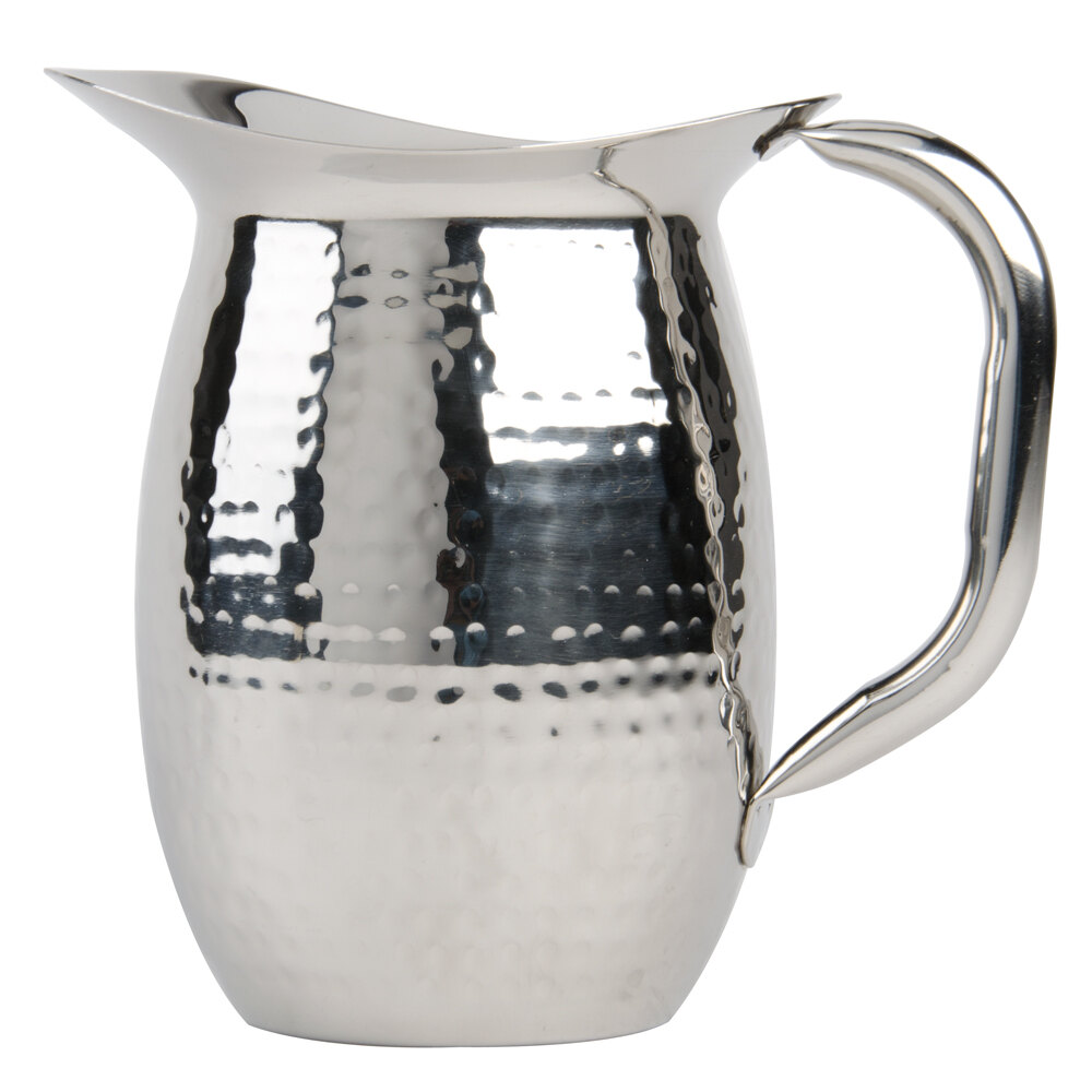 American Metalcraft HMWP44 Hammered Finish Double Wall Bell Pitcher - 44 oz.
