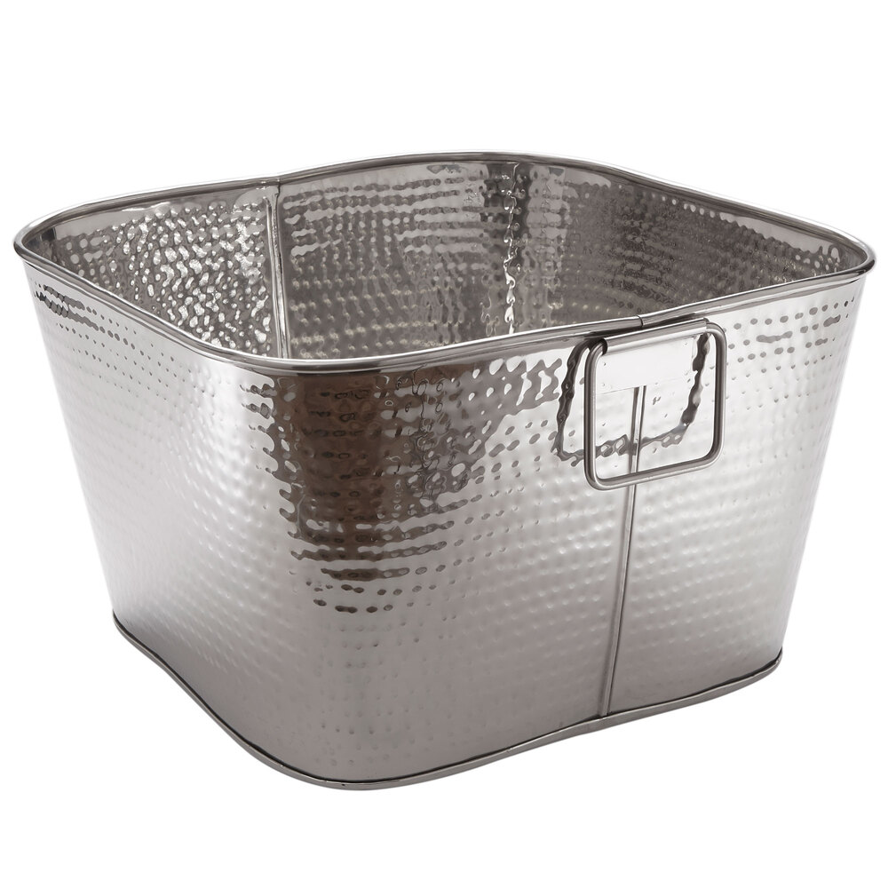 American Metalcraft STH16 16" x 9" Hammered Stainless Steel Square Beverage Tub