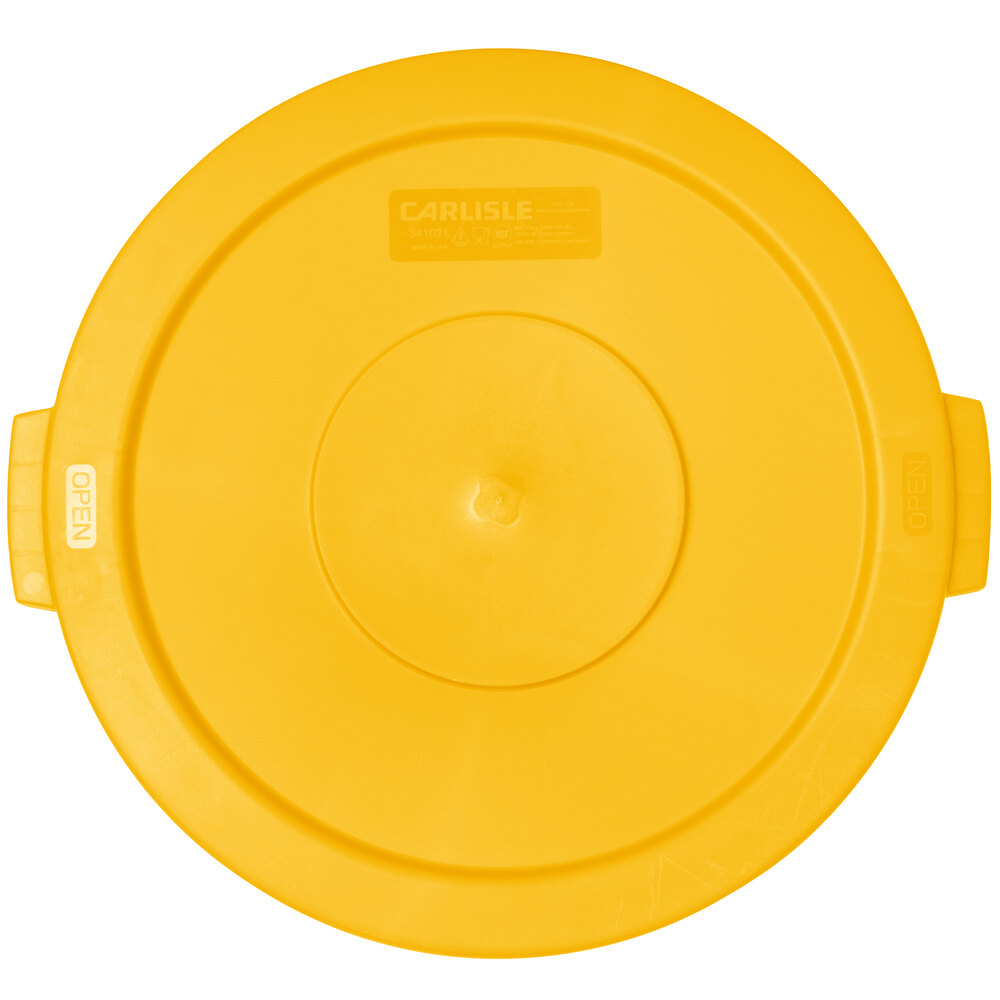 Carlisle 84102104 Bronco 20 Gallon Yellow Flat Round Trash Can Lid