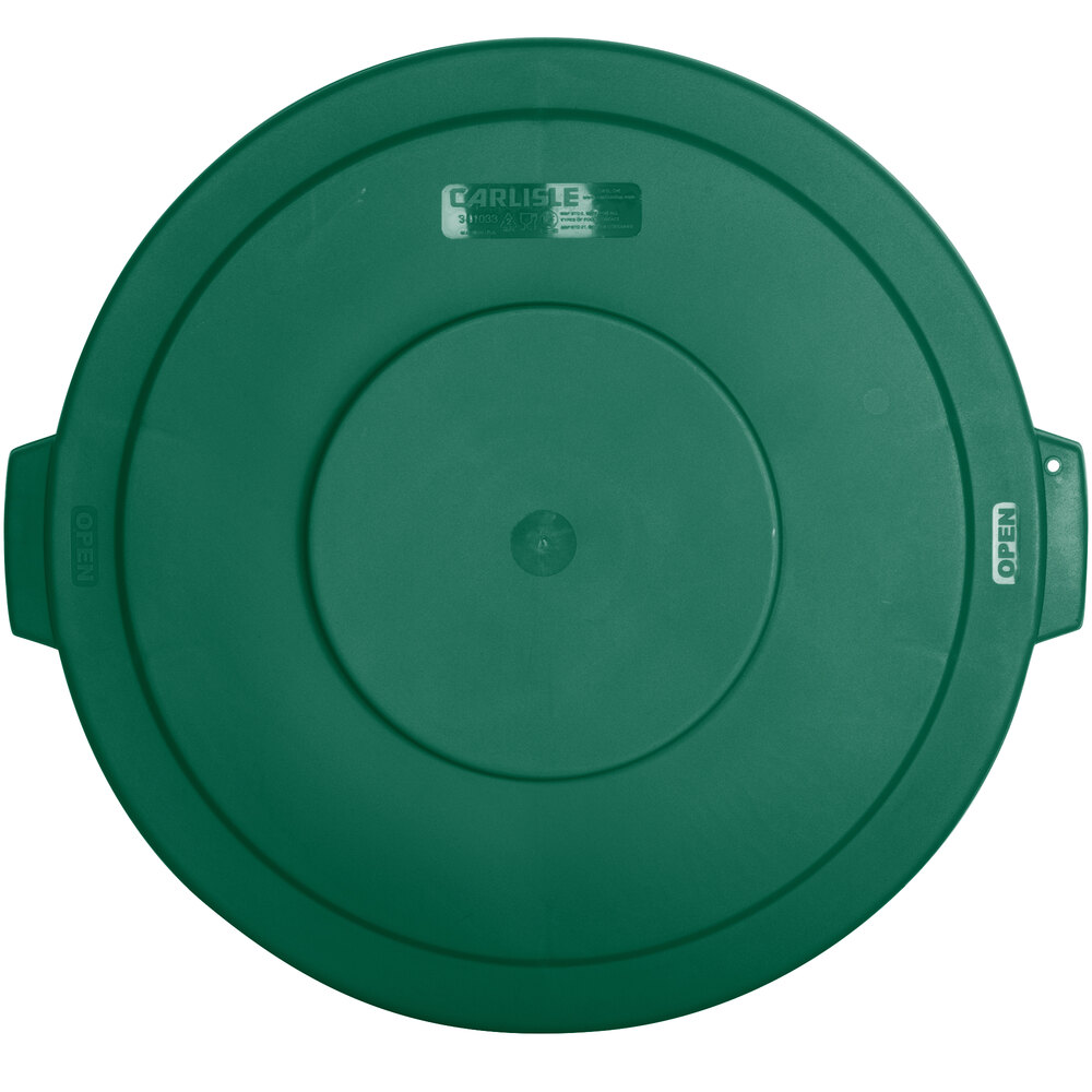 Carlisle 84103309 Bronco 32 Gallon Green Flat Round Trash Can Lid