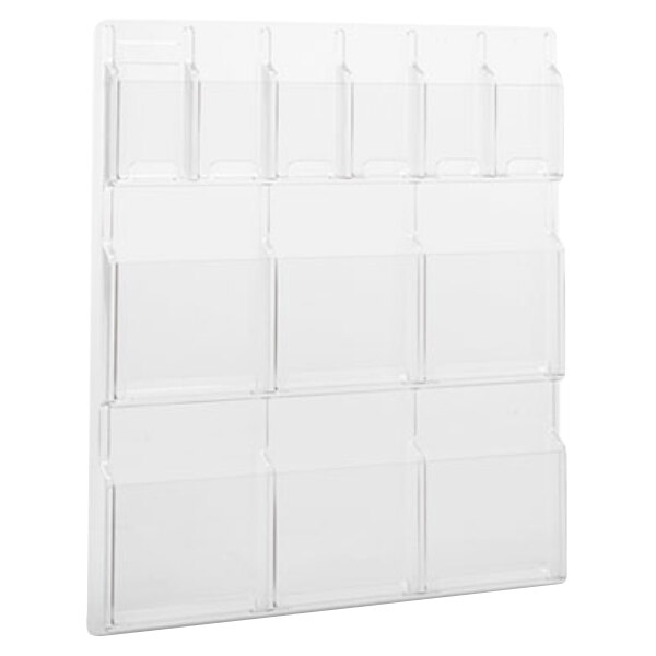 Safco 5606CL Reveal Clear 12-Compartment Wall-Mount Display Rack - 30" x 2" x 34 3/4"