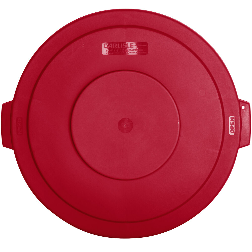 Carlisle 84103305 Bronco 32 Gallon Red Flat Round Trash Can Lid