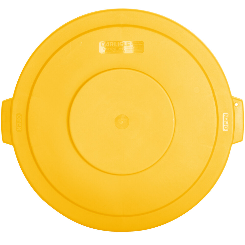 Carlisle 84103304 Bronco 32 Gallon Yellow Flat Round Trash Can Lid
