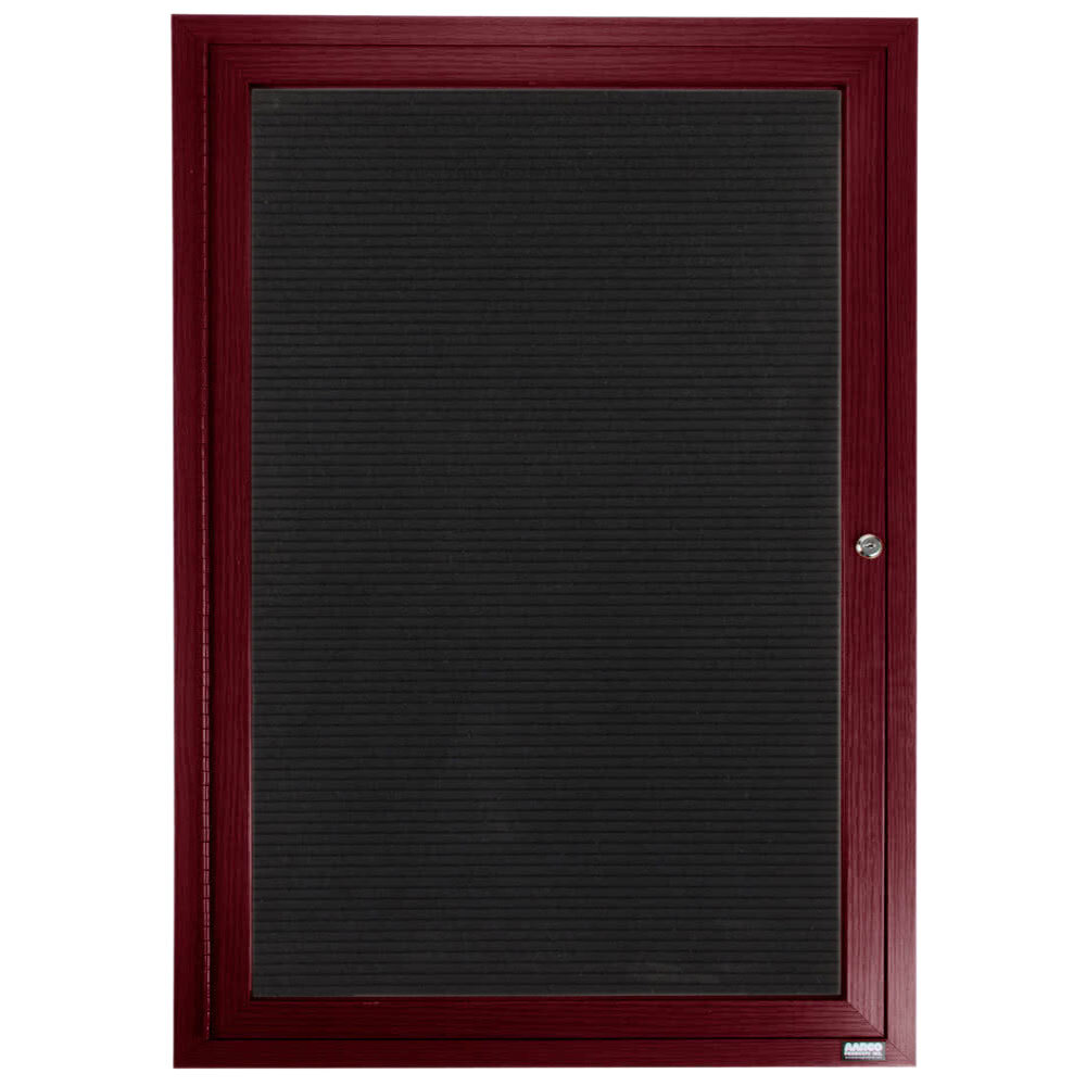 Aarco ADCW2418R 24" x 18" Enclosed Hinged Locking 1 Door Cherry Finish Aluminum Indoor Directory Board with Felt Rear Panel