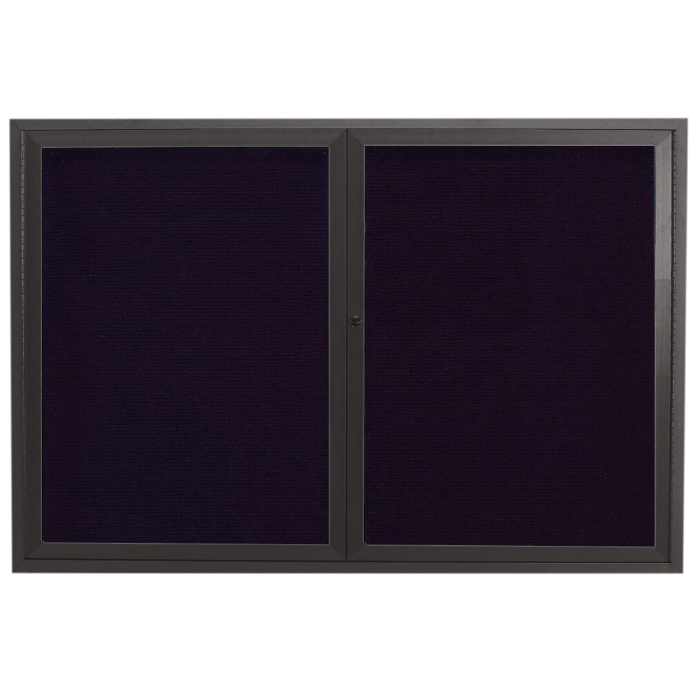 Aarco OADC4872BA 48" x 72" Enclosed Hinged Locking 2 Door Bronze Anodized Aluminum Outdoor Directory Board with Black Letter Board