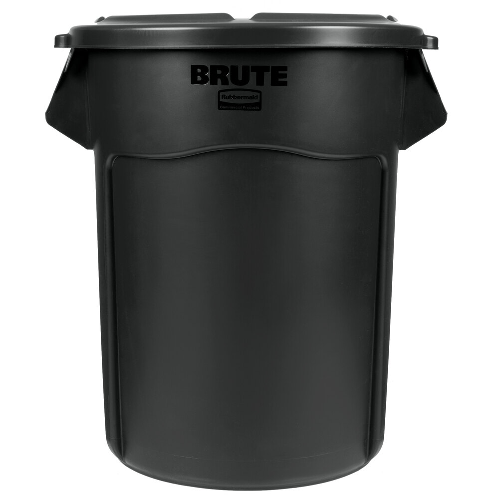 Rubbermaid® BRUTE 55 Gallon Black Executive Round Trash Can and Lid