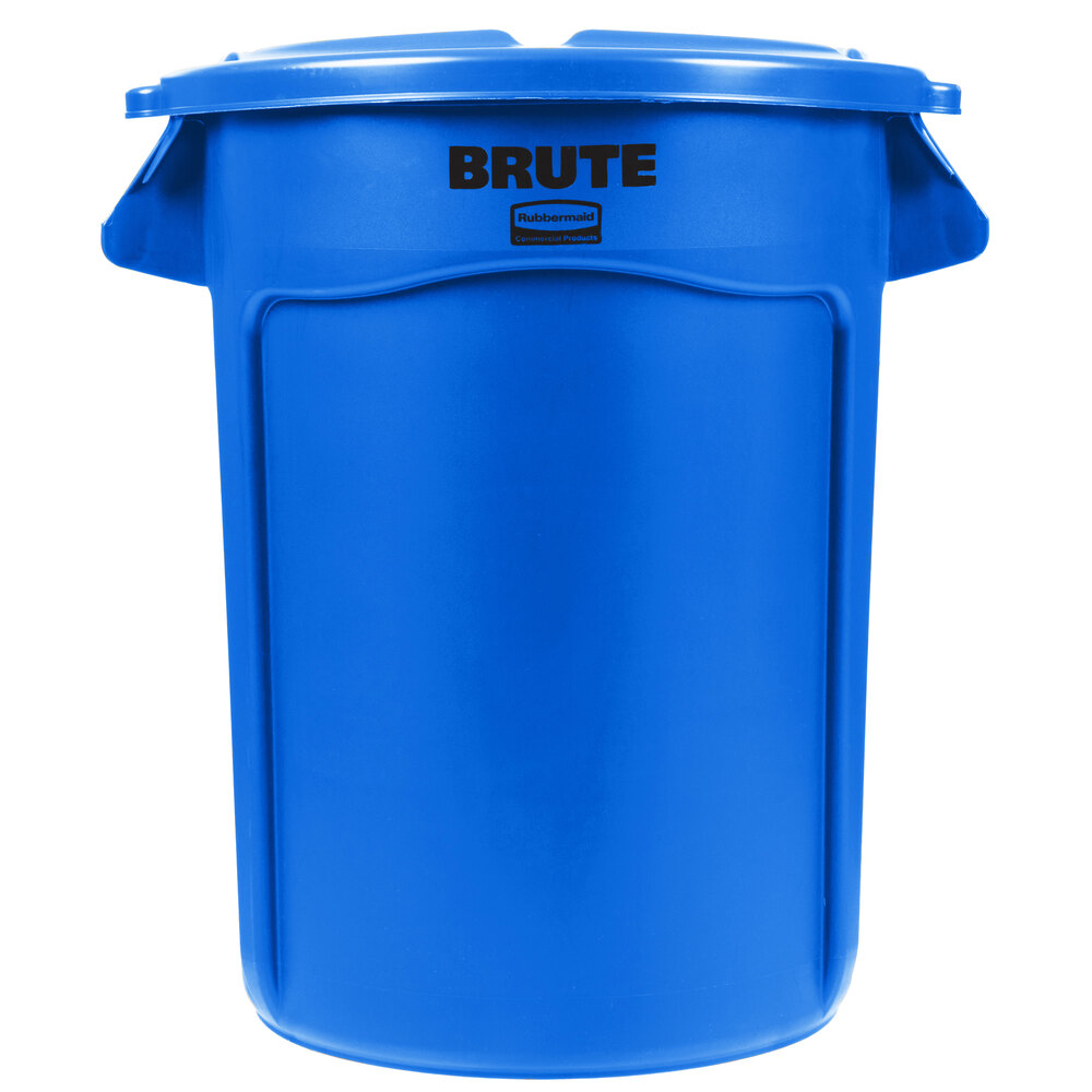 Rubbermaid® BRUTE 32 Gallon Blue Round Trash Can and Lid