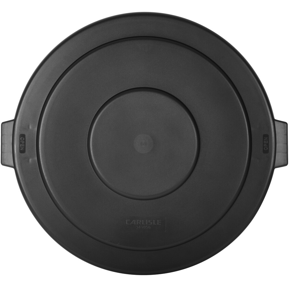 Carlisle 84105603 Bronco 55 Gallon Black Flat Round Trash Can Lid
