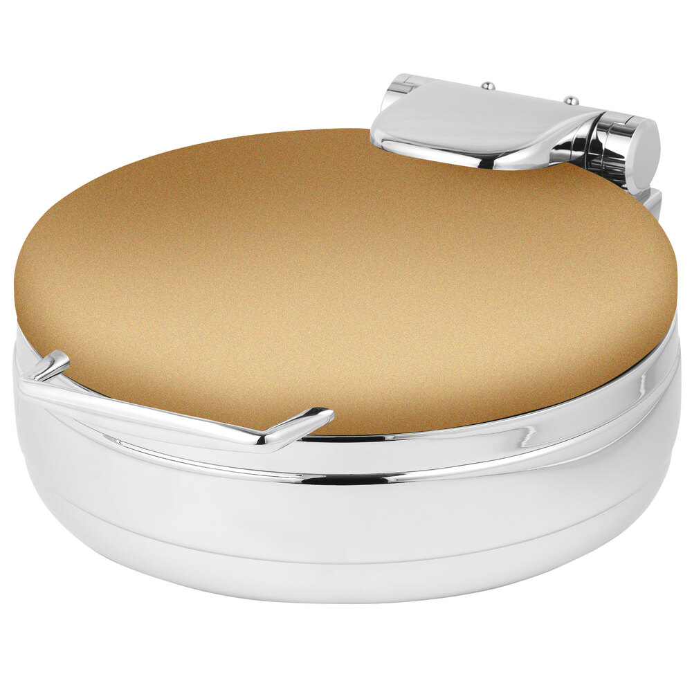 Eastern Tabletop 3999RZ Jazz Rock 4 Qt. Round Bronze Coated Stainless Steel Induction Chafer with Hinged Dome Cover
