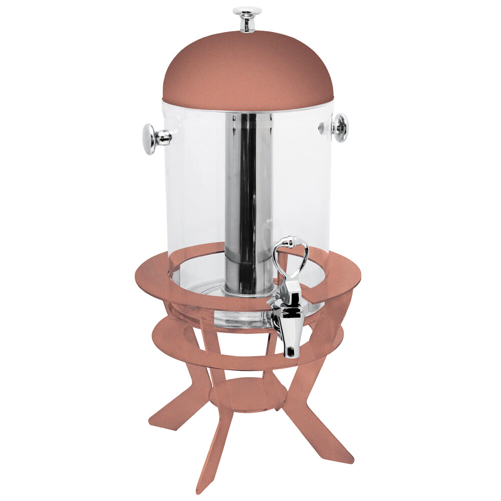 Eastern Tabletop 7572LCP Luminous 2 Gallon Copper Coated Stainless Steel Beverage Dispenser with Acrylic Container and Ice Core
