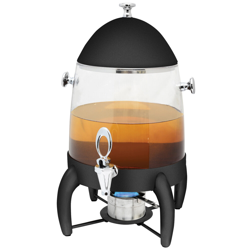 Eastern Tabletop 7592MB 2 Gallon Black Coated Stainless Steel Hot Beverage Dispenser with Acrylic Container and Fuel Shelf