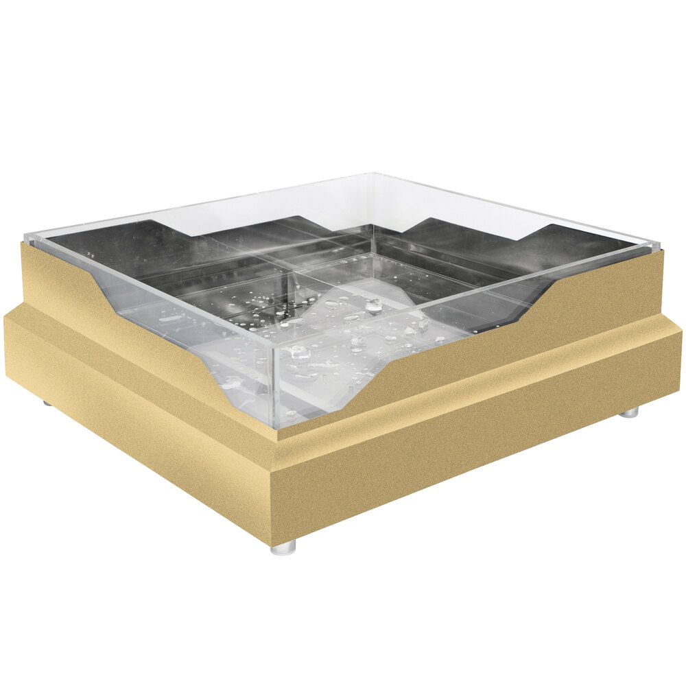 Eastern Tabletop RB2323RZ 20 3/4" x 20 3/4" x 5" Square Bronze Coated Stainless Steel Raw Bar with Wave Design