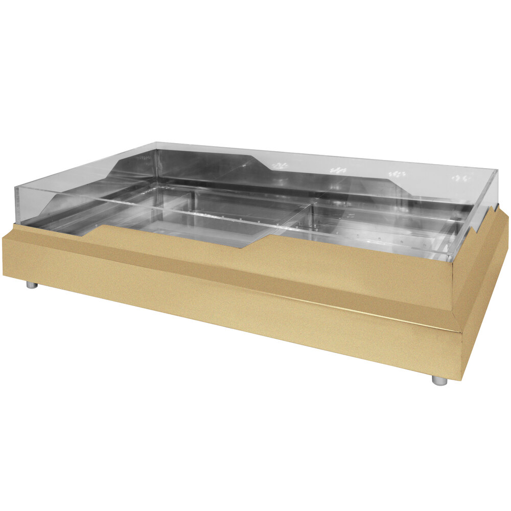 Eastern Tabletop RB3620RZ 36 1/2" x 20 3/4" x 5" Rectangular Bronze Coated Stainless Steel Raw Bar with Wave Design