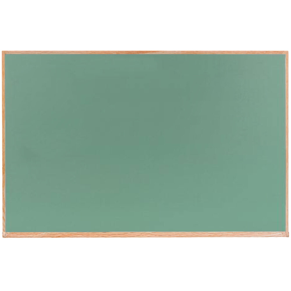Aarco OC2436G 24" x 36" Green Solid Oak Wood Frame Slate Composition Chalkboard