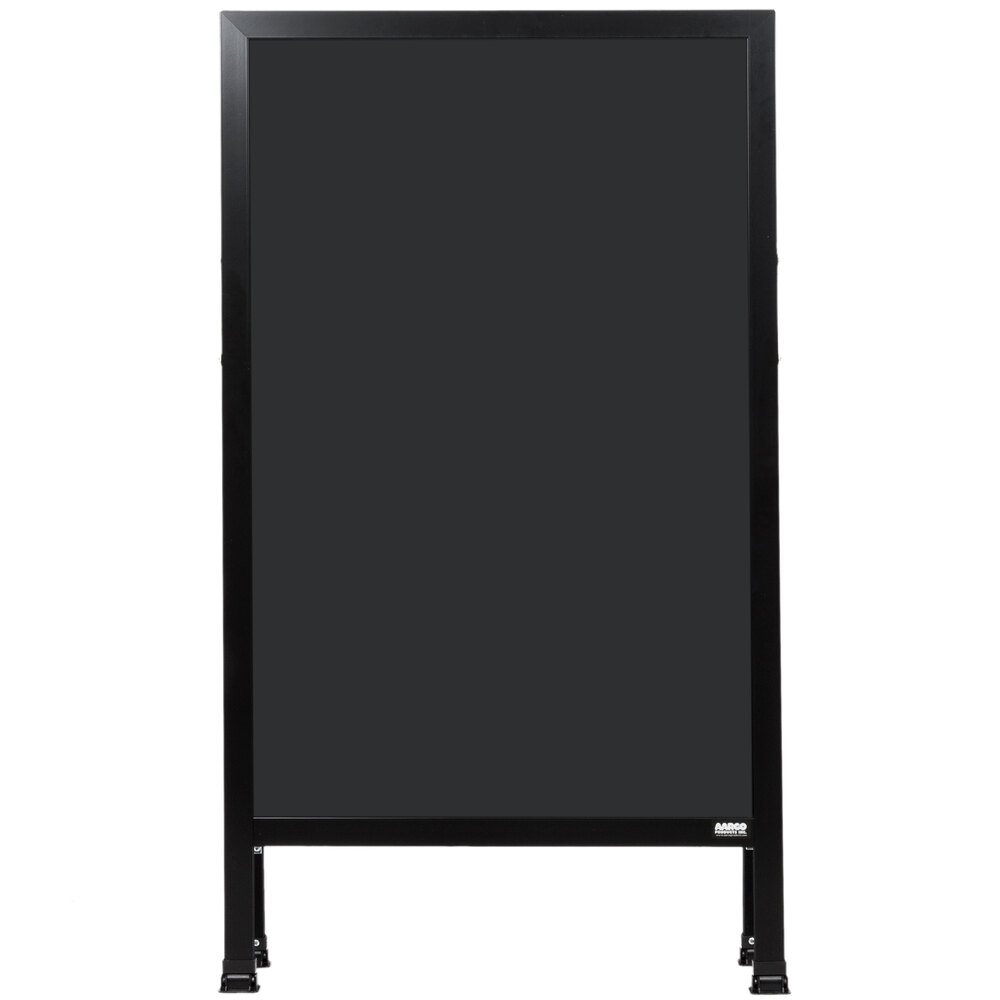 Aarco BA-1B 42" x 24" Black Aluminum A-Frame Sign Board with Black Chalkboard