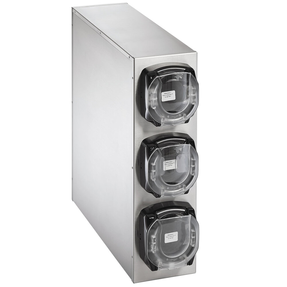 Vollrath K58823 LidSaver® 3 Stainless Steel 3-Slot Vertical Countertop Lid Dispenser Cabinet