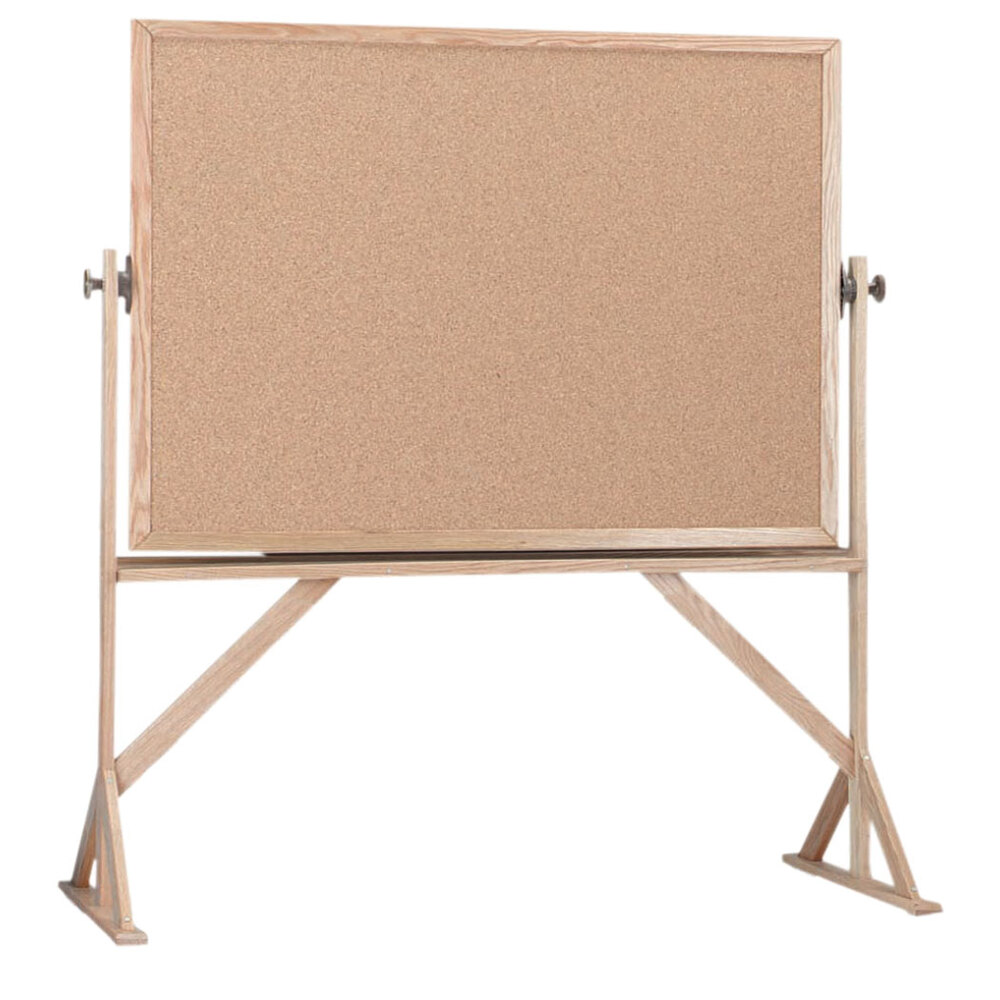 Aarco RBB4872 48" x 72" Reversible Free Standing Natural Cork Board with Solid Oak Wood Frame