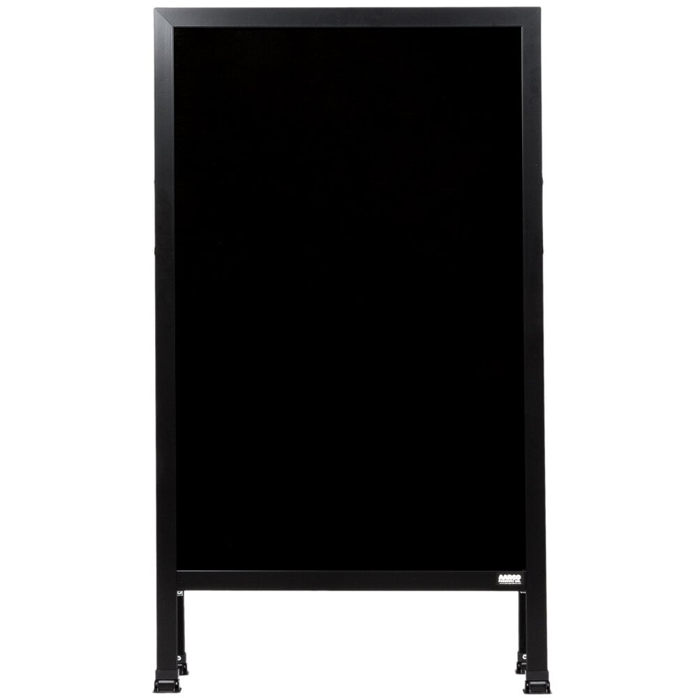 Aarco BA-5SB 42" x 24" Black Aluminum A-Frame Sidewalk Board with Black Porcelain Marker Board
