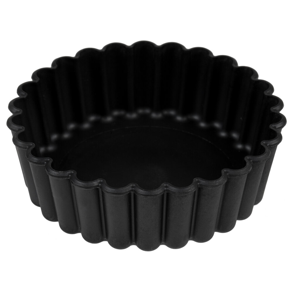 Matfer Bourgeat 345151 Exoglass 4" x 1 1/4" Non-Stick Fluted Tartlet / Mini Cake Pan - 12/Pack