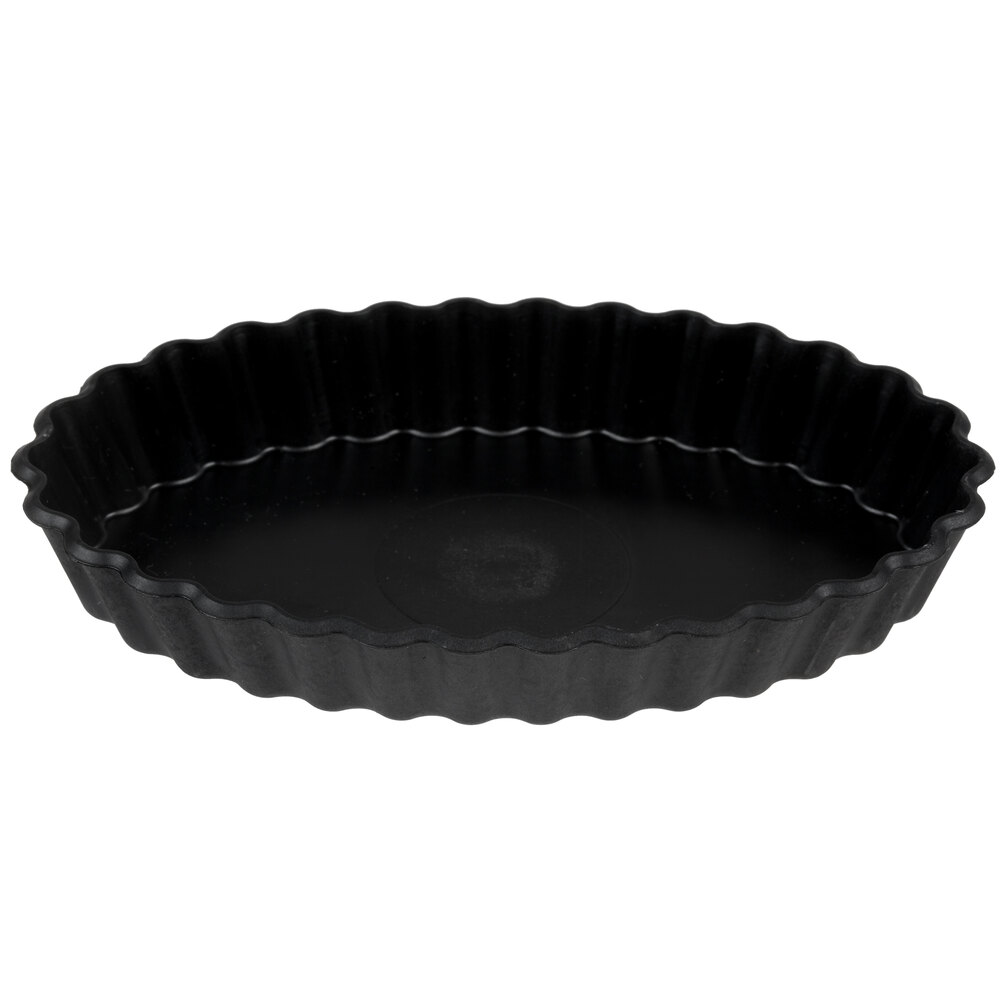 Matfer Bourgeat 345202 Exoglass 4 1/2" x 2 3/4" Non-Stick Fluted Oblong Tartlet / Quiche Pan - 12/Pack