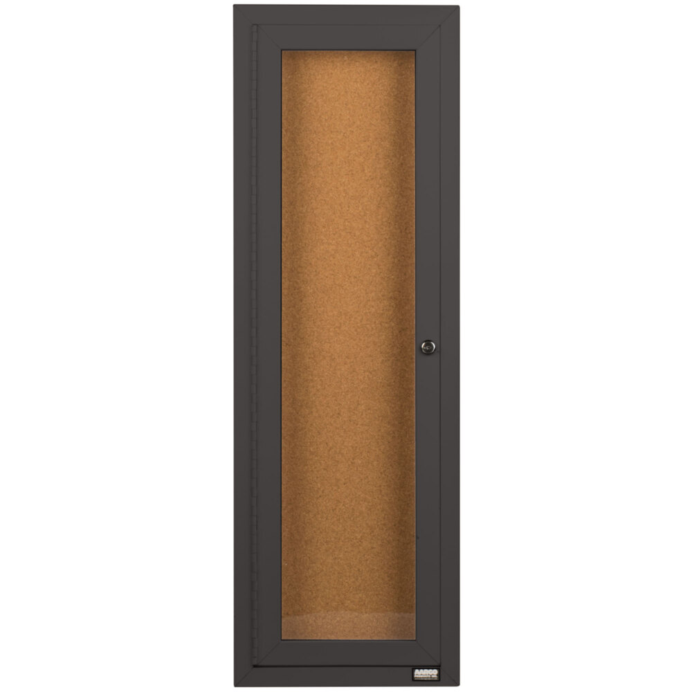 Aarco DCC3612RBA 36" x 12" Enclosed Hinged Locking 1 Door Bronze Anodized Finish Indoor Bulletin Board Cabinet