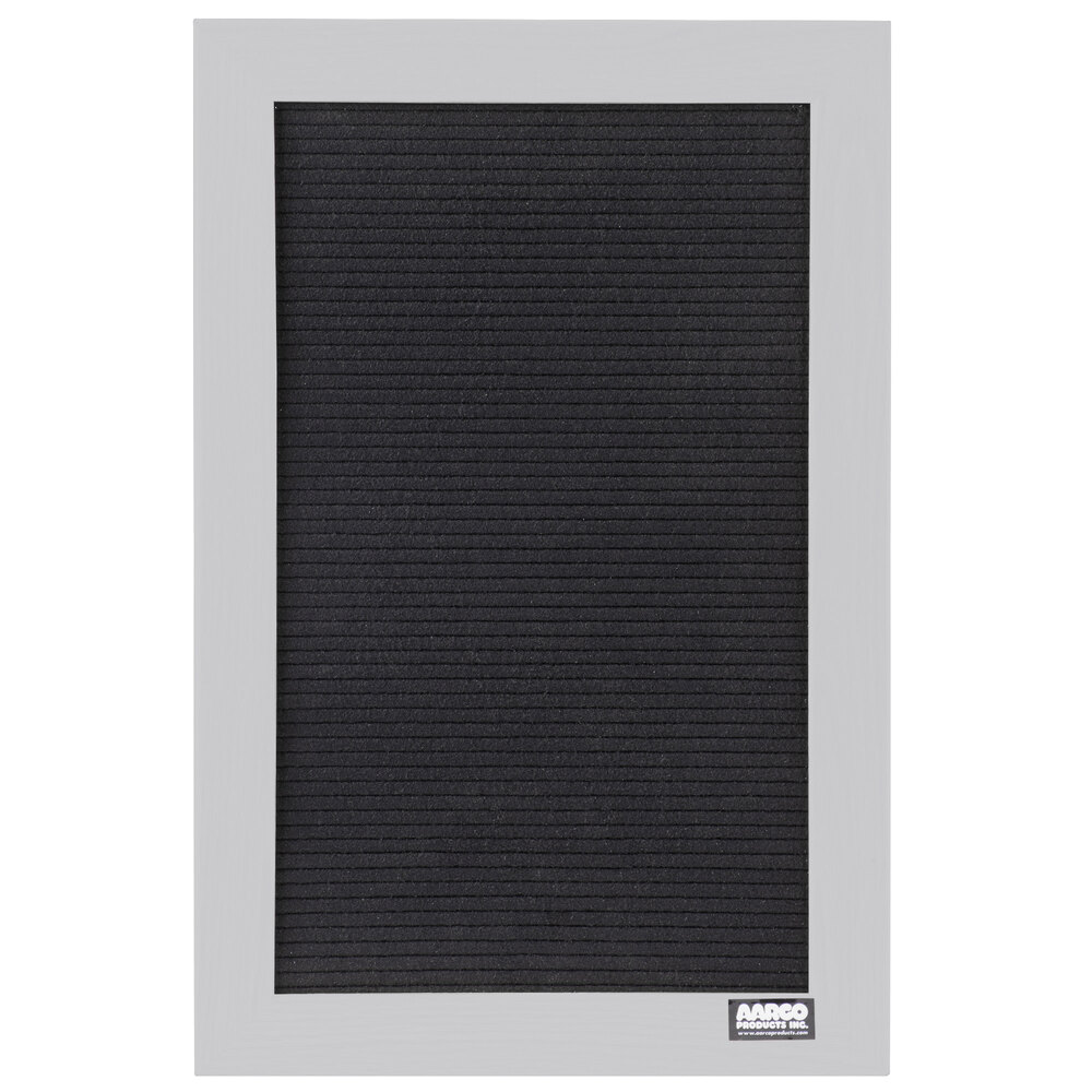 Aarco BOFD1812L 18" x 12" Black Felt Open Face Vertical Indoor Message Board with Aluminum Frame and 3/4" Letters