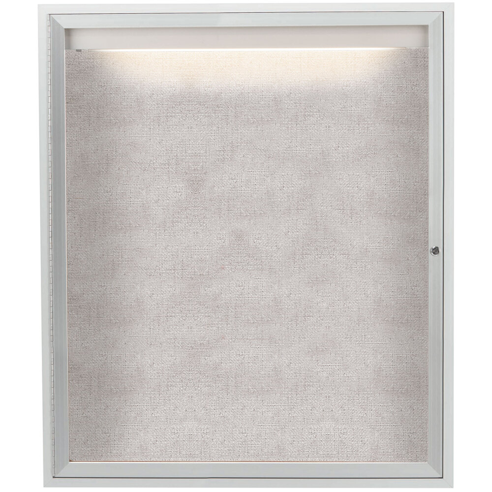 Aarco ODCC4836RI 48" x 36" Enclosed Hinged Locking 1 Door Satin Anodized Aluminum Finish Outdoor Lighted Bulletin Board Cabinet