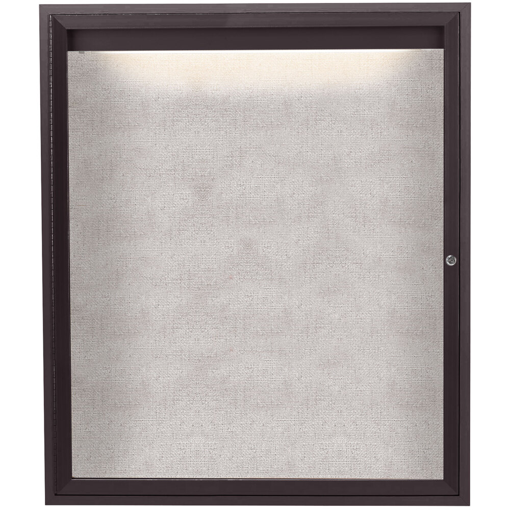 Aarco ODCC4836RIBA 48" x 36" Enclosed Hinged Locking 1 Door Bronze Anodized Outdoor Lighted Bulletin Board Cabinet