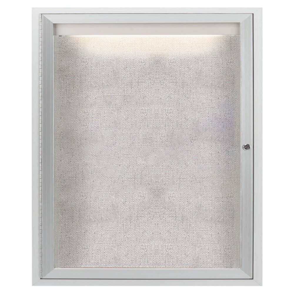 Aarco ODCC3630RI 36" x 30" Enclosed Hinged Locking 1 Door Satin Anodized Aluminum Finish Outdoor Lighted Bulletin Board Cabinet