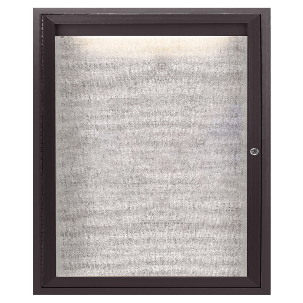 Aarco ODCC3630RIBA 36" x 30" Enclosed Hinged Locking 1 Door Bronze Anodized Outdoor Lighted Bulletin Board Cabinet
