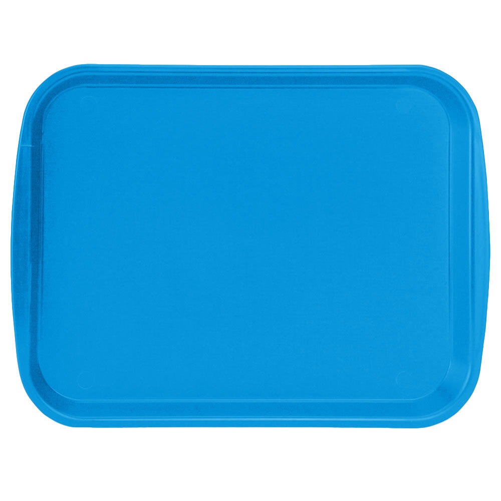 Vollrath 1014-04 Traex® 10" x 14" Blue Rectangular Premium Plastic Fast Food Tray with Built-In Handles - 24/Case