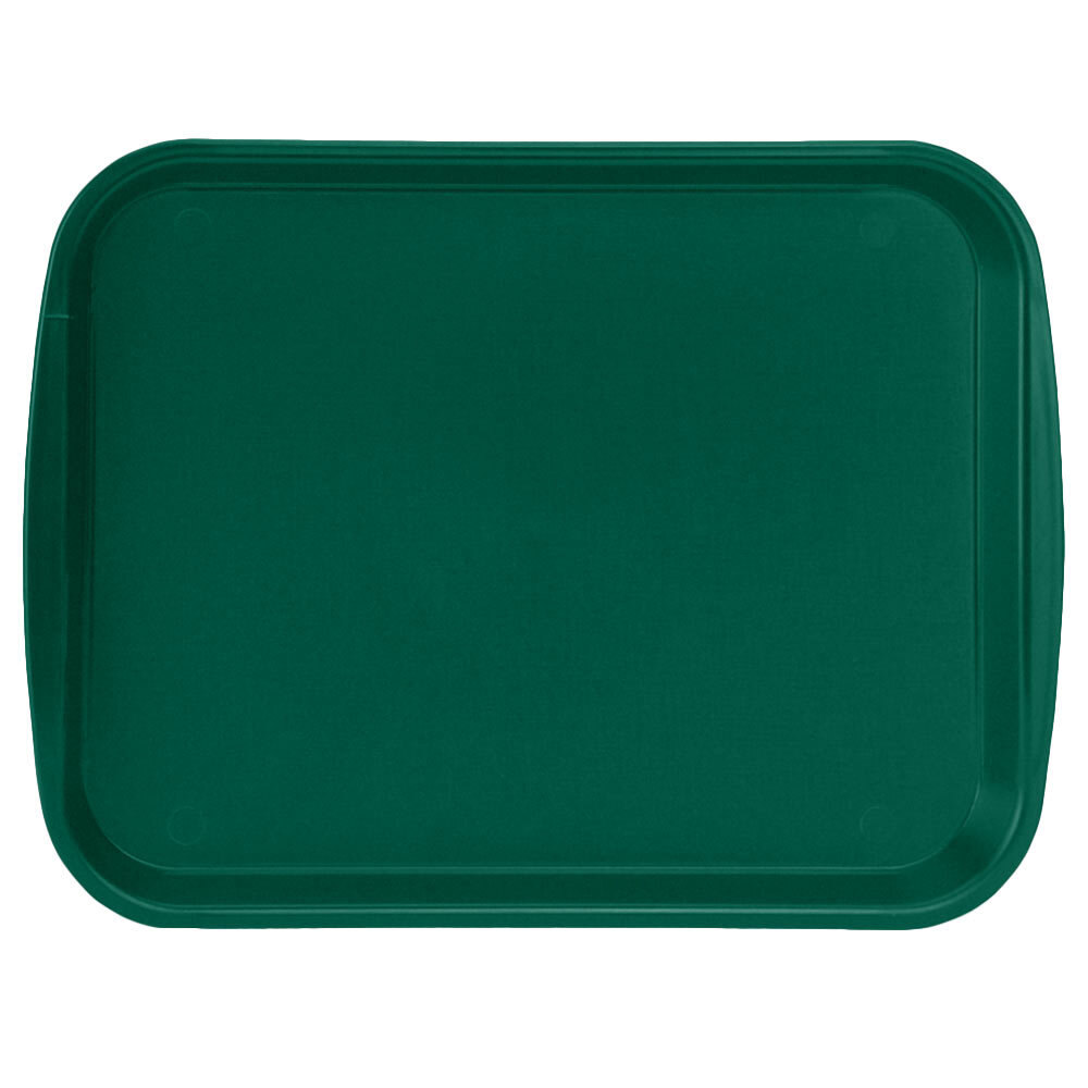 Vollrath 1014-191 Traex® 10" x 14" Vista Green Rectangular Premium Plastic Fast Food Tray with Built-In Handles - 24/Case