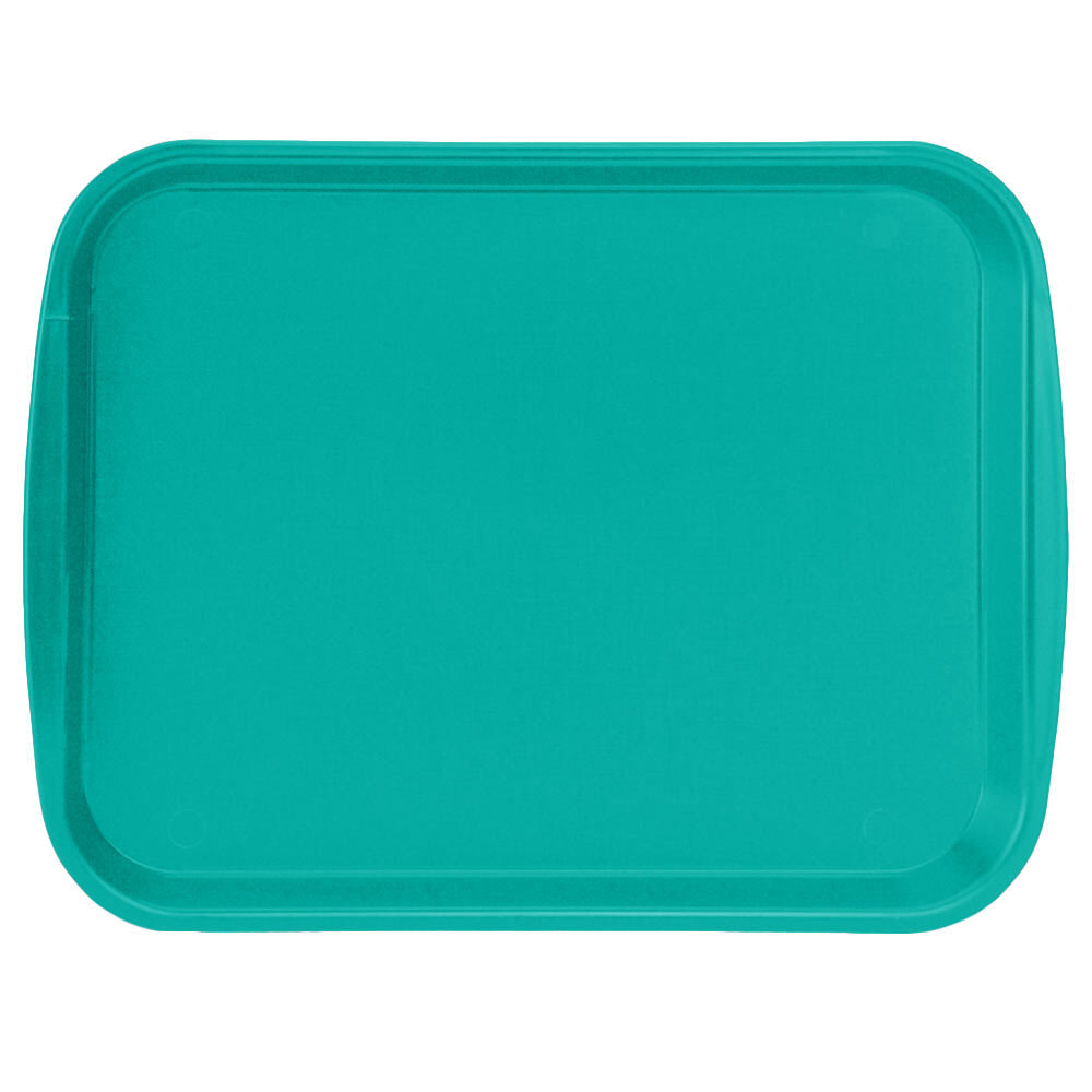 Vollrath 1014-33 Traex® 10" x 14" Teal Rectangular Premium Plastic Fast Food Tray with Built-In Handles - 24/Case