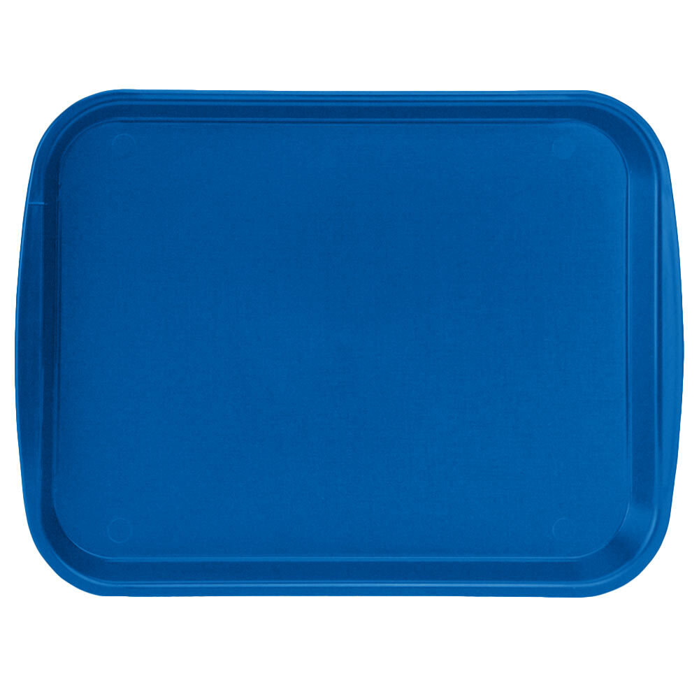 Vollrath 1014-44 Traex® 10" x 14" Royal Blue Rectangular Premium Plastic Fast Food Tray with Built-In Handles - 24/Case