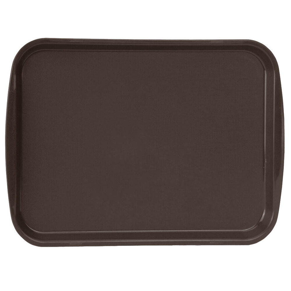 Vollrath 1216-01 Traex® 12" x 16" Brown Rectangular Premium Plastic Fast Food Tray with Built-In Handles - 24/Case