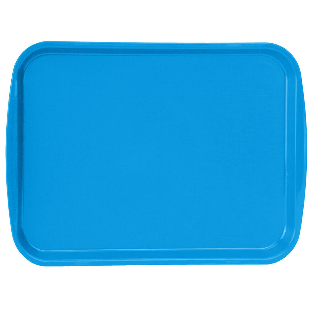 Vollrath 1216-04 Traex® 12" x 16" Blue Rectangular Premium Plastic Fast Food Tray with Built-In Handles - 24/Case