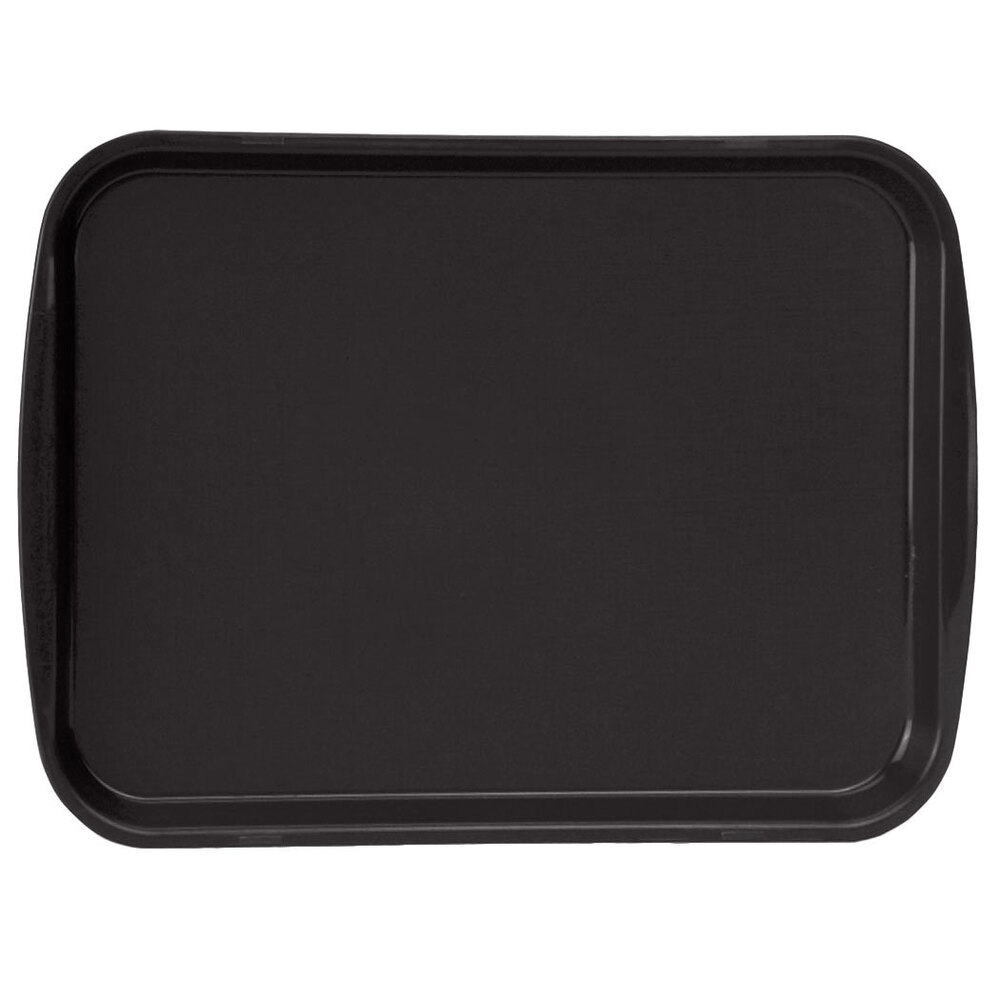Vollrath 1216-06 Traex® 12" x 16" Black Rectangular Premium Plastic Fast Food Tray with Built-In Handles - 24/Case