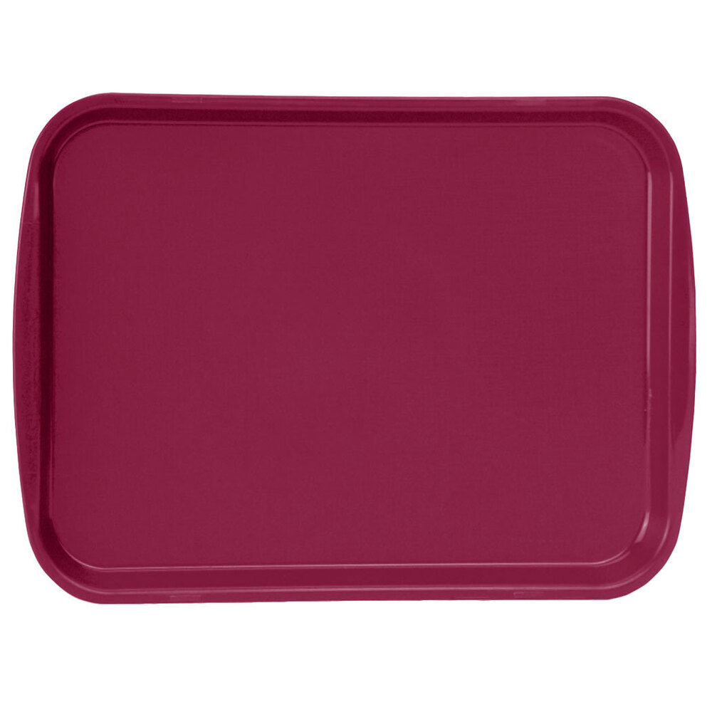 Vollrath 1216-21 Traex® 12" x 16" Burgundy Rectangular Premium Plastic Fast Food Tray with Built-In Handles - 24/Case