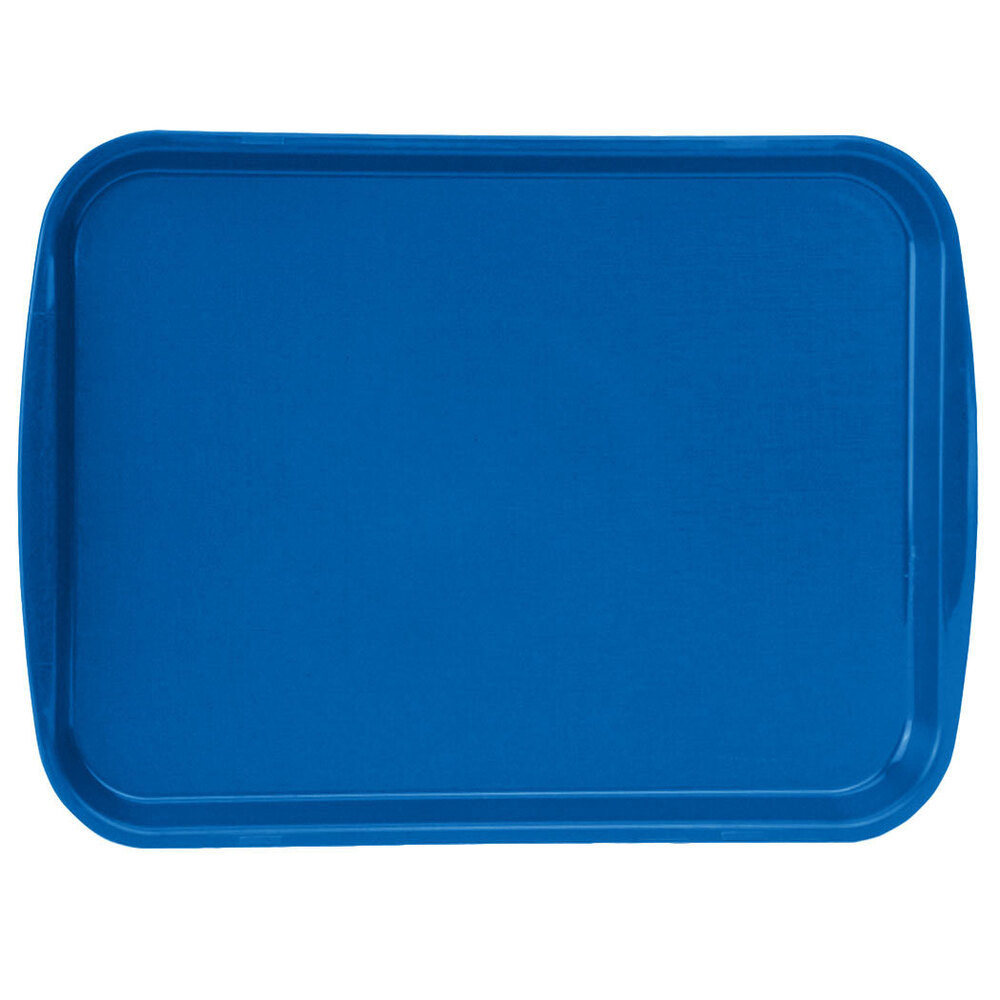 Vollrath 1216-44 Traex® 12" x 16" Royal Blue Rectangular Premium Plastic Fast Food Tray with Built-In Handles - 24/Case