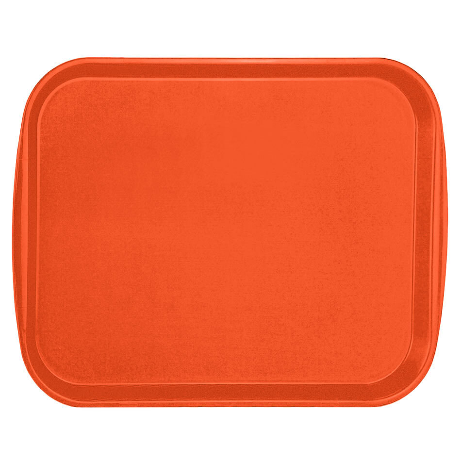 Vollrath 1217-03 Traex® 12" x 17" Orange Rectangular Premium Plastic Fast Food Tray with Built-In Handles - 24/Case