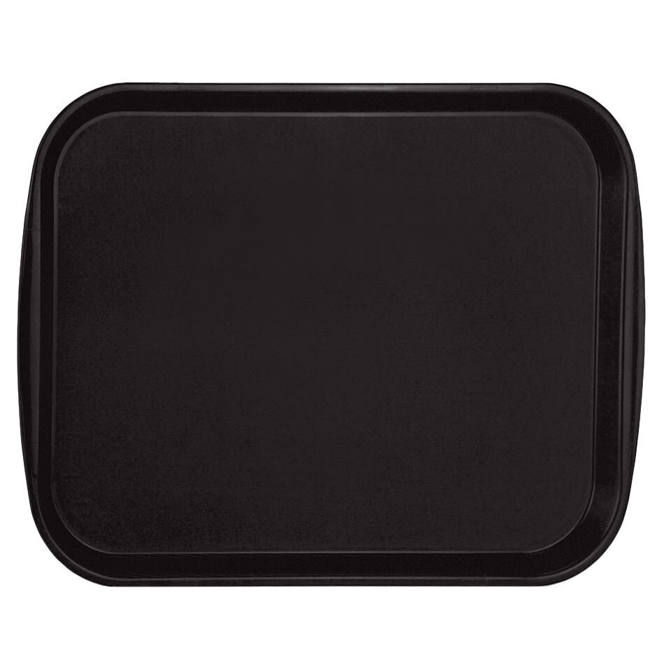 Vollrath 1418-06 Traex® 14" x 18" Black Rectangular Premium Plastic Fast Food Tray with Built-In Handles - 12/Case