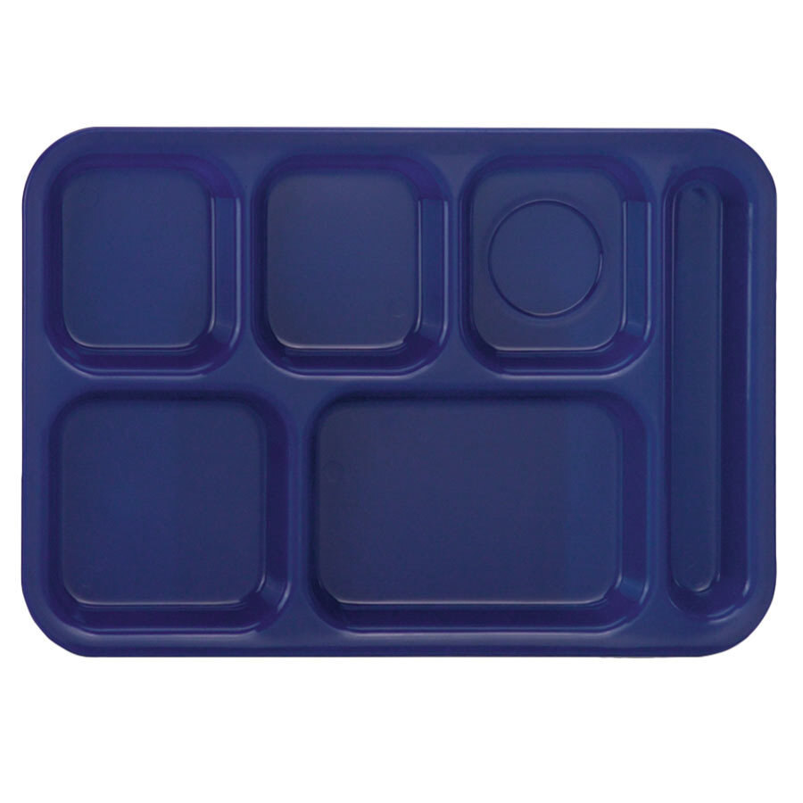 Vollrath 2615-104 Traex® 10" x 14 1/2" Right Handed Polypropylene NSF Bright Blue Rectangular 6 Compartment Tray - 24/Case
