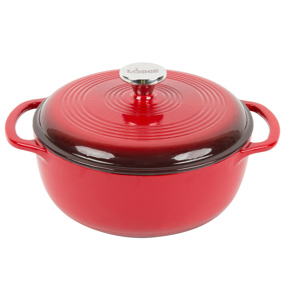 Lodge EC4D43 4.5 Qt. Island Spice Red Enameled Cast Iron Dutch Oven
